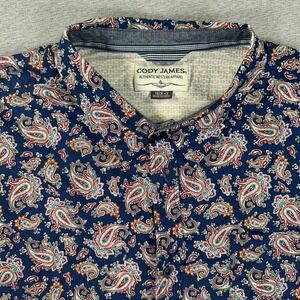 Cody James Western Shirt Mens 4XL Navy Paisley AOP Short Sleeve Button Down